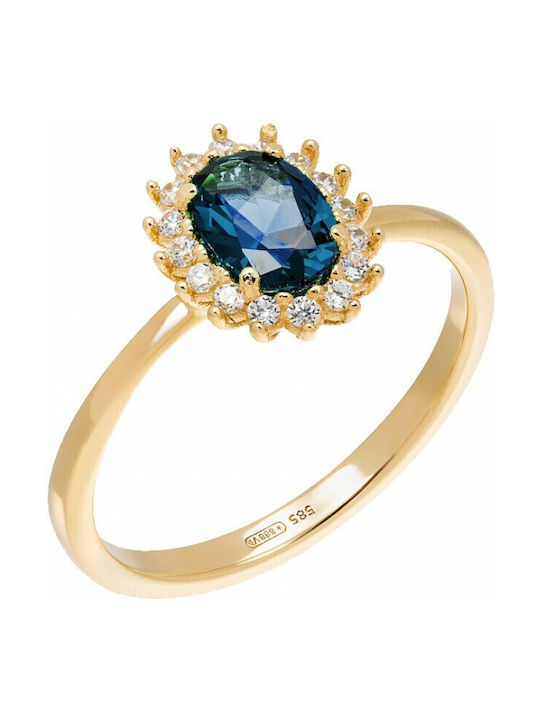 Women's Gold Ring with Zircon 14K