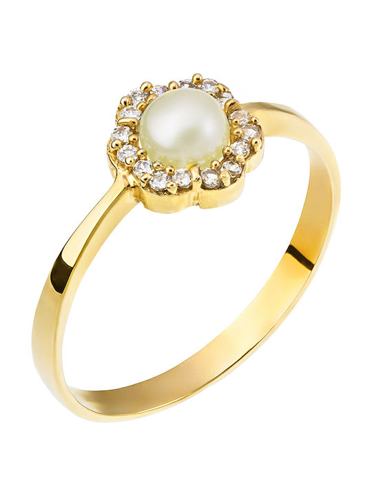 Women's Gold Ring with Zircon 14K