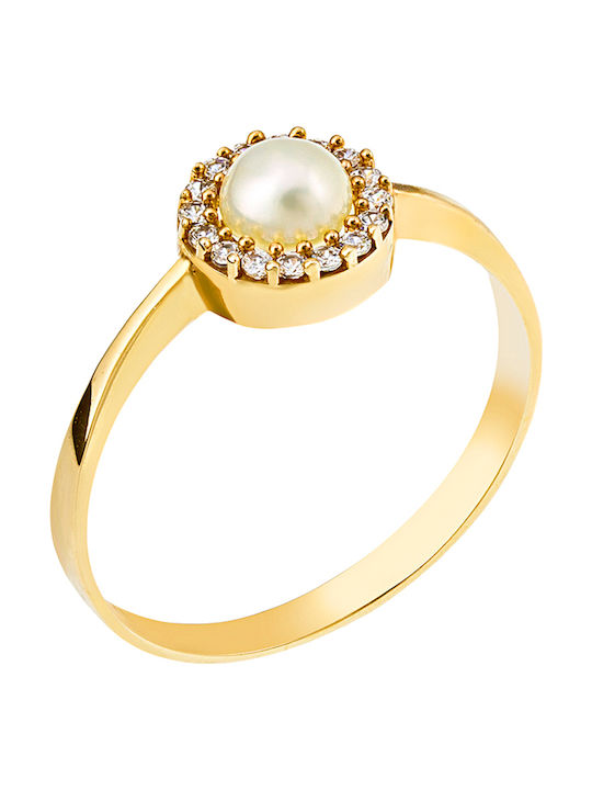 Women's Gold Ring with Zircon 9K