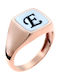 Chevalier Ring with Zircon & Enamel made of Rose Gold 14K