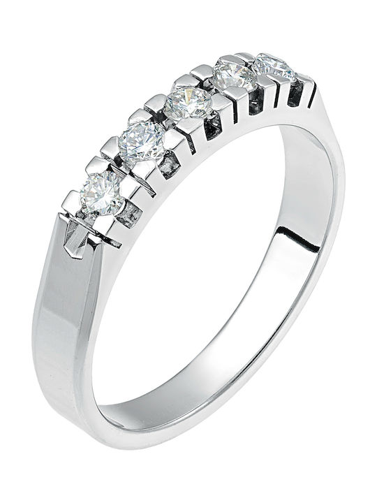 Women's White Gold Half Eternity Ring with Diamond 18K
