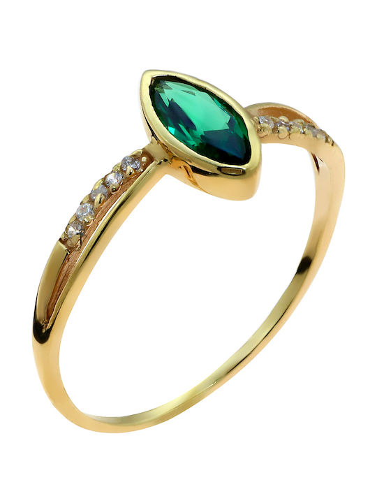 Women's Gold Ring with Zircon 14K