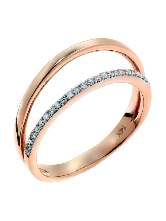 Women's Gold Half Eternity Ring with Diamond 14K