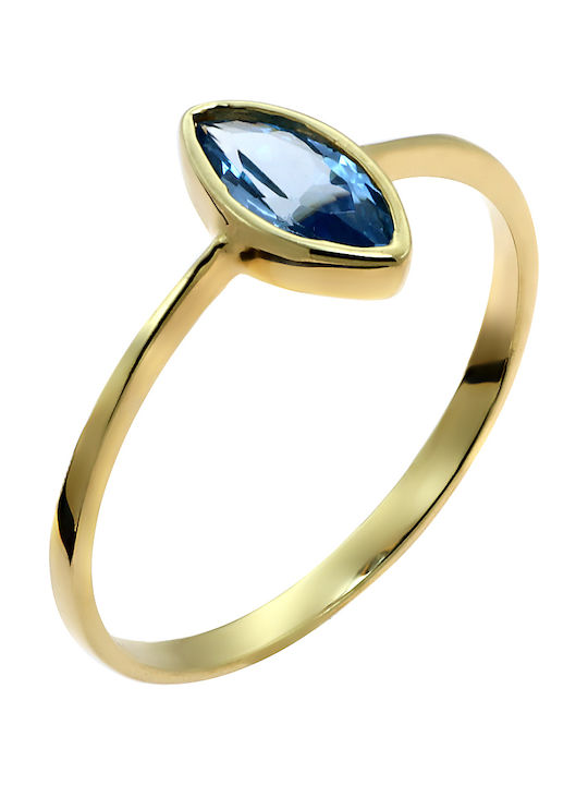 Women's Gold Ring with Zircon 14K