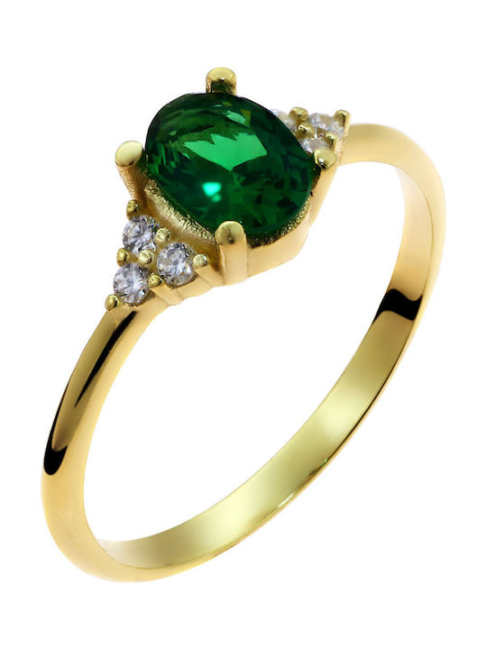 Women's Gold Ring with Zircon 14K