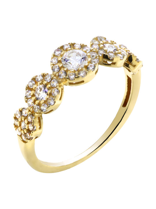 Women's Gold Half Eternity Ring with Zircon 14K