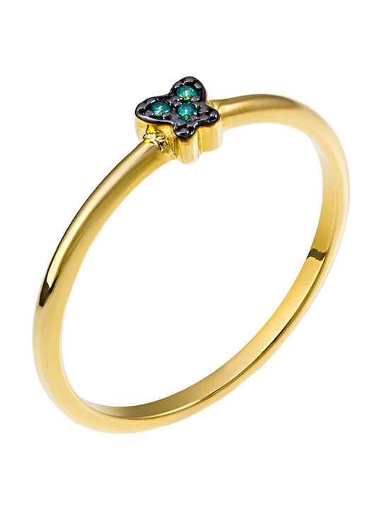 Women's Gold Ring with Zircon 9K