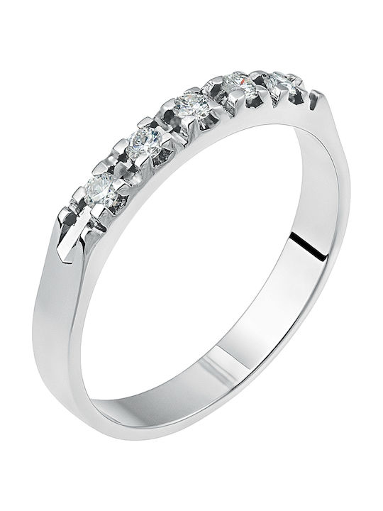 Women's White Gold Half Eternity Ring with Diamond 18K