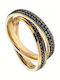 Verorama Damen Ring Vollring mit Zirkonia aus Stahl Vergoldet