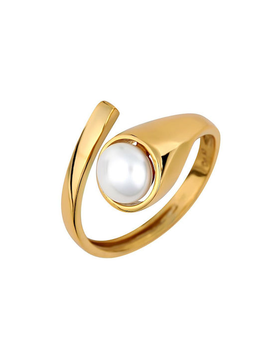 Women's Gold Plated Silver Ring with Pearl