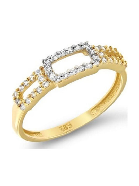 Eforo Дамски Пръстен с Циркони от Злато 14K