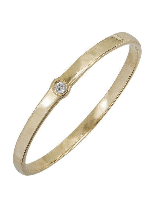 Ring Small Wedding Band with Zircon made of Gold 9K