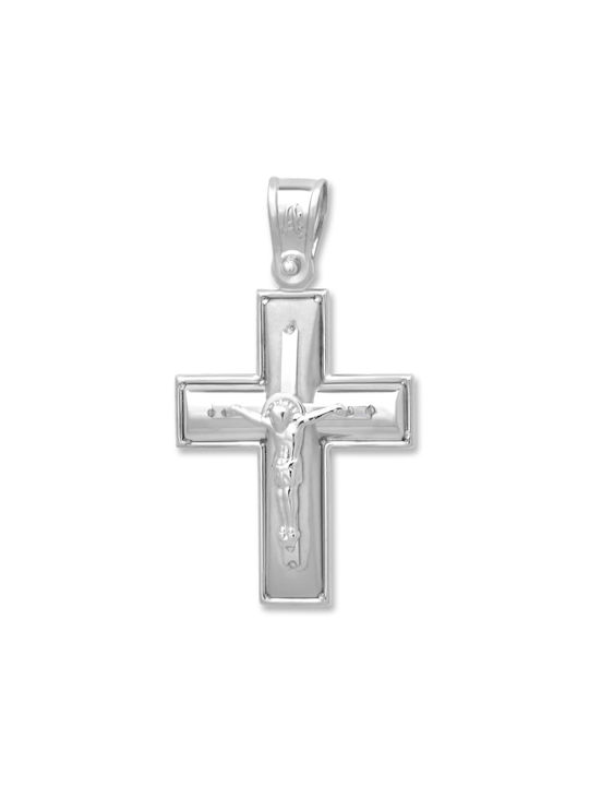 Men's White Gold Cross 14K with the Crucified