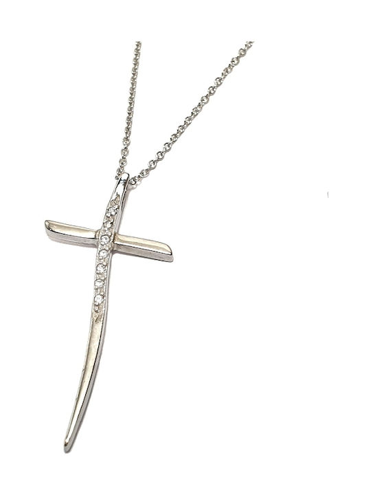 Weißgold Kreuz 14K mit Kette