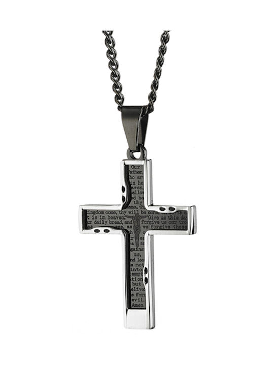 Black Cross from Steel with Chain