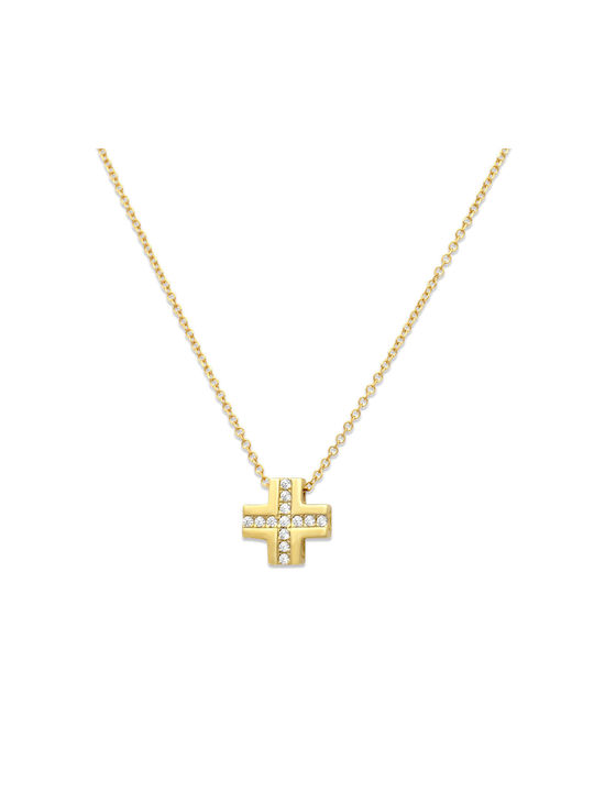 Damen Gold Kreuz 14K mit Kette