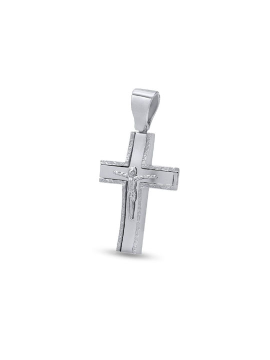 Herren Weißgold Kreuz 14K