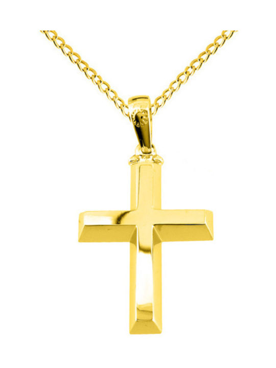 Herren Gold Kreuz 14K mit Kette