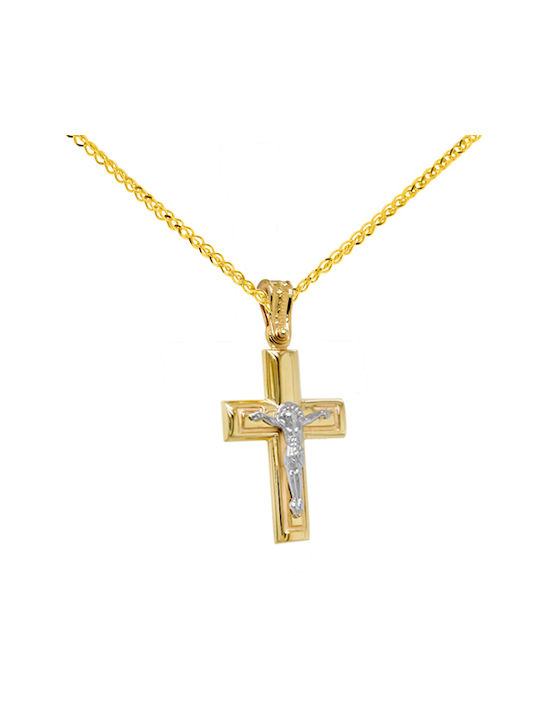 Herren Gold Kreuz 14K mit Kette