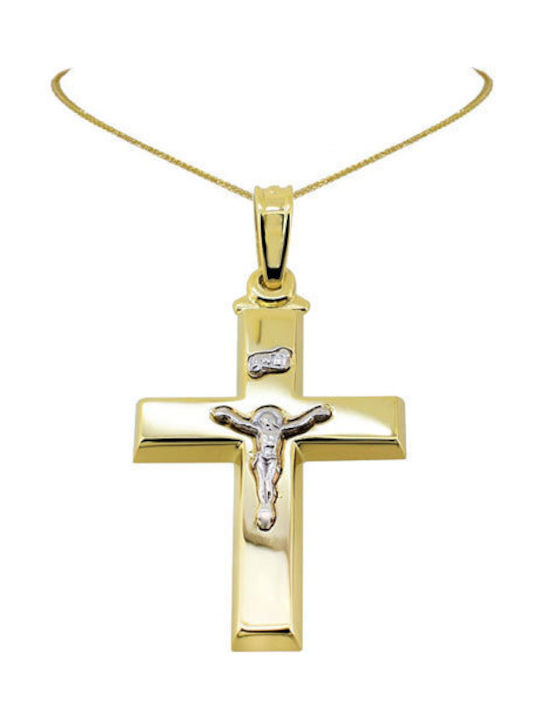 Herren Gold Kreuz 14K mit dem Gekreuzigten mit Kette