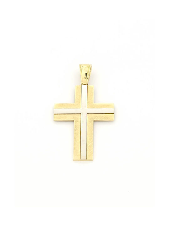 Kirkikosmima Men's Gold Cross 14K Double Sided with the Crucified