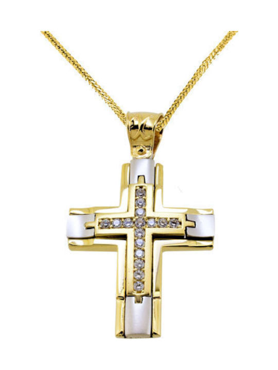 Damen Gold Kreuz 14K mit Kette