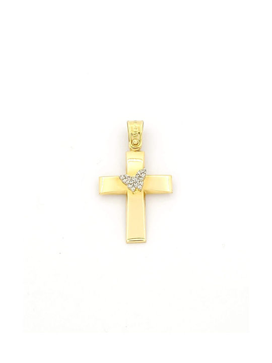 Kirkikosmima Damen Gold Kreuz 14K mit Kette