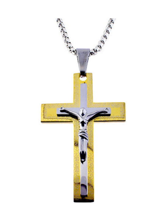 Men's Cross from Steel with Chain