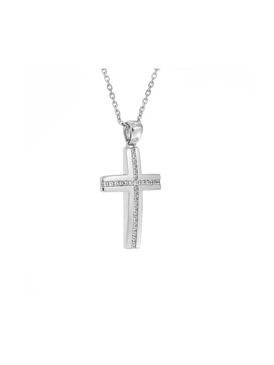 Damen Weißgold Kreuz 14K