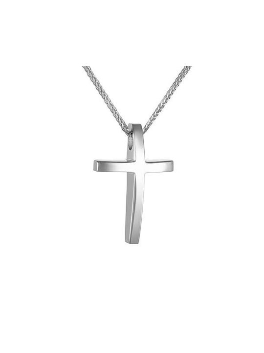 Herren Weißgold Kreuz 14K mit Kette