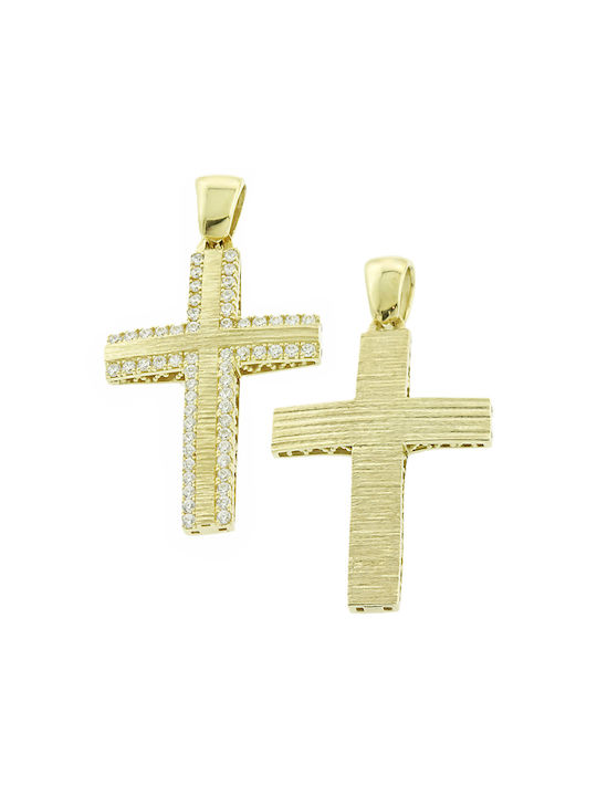 Damen Gold Kreuz 14K Beidseitig