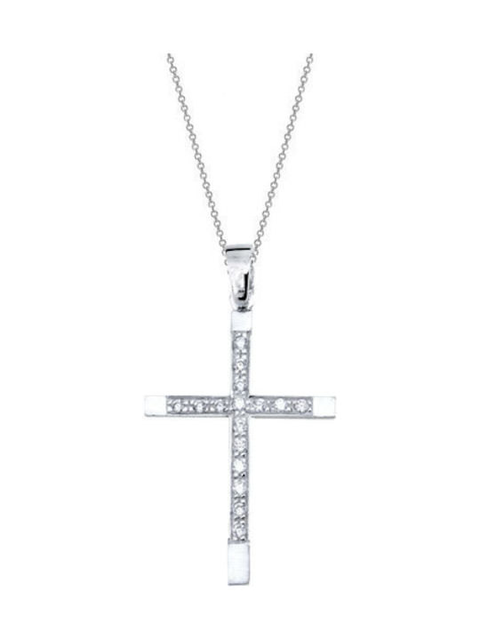 Damen Weißgold Kreuz 14K mit Kette