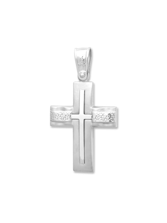 Damen Weißgold Kreuz 14K