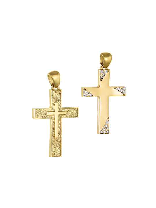 Damen Gold Kreuz 14K Beidseitig