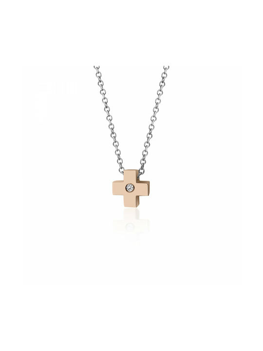 Roségold Kreuz 14K mit Kette