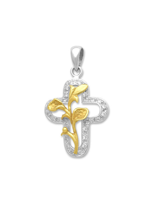 Damen Weißgold Kreuz 14K