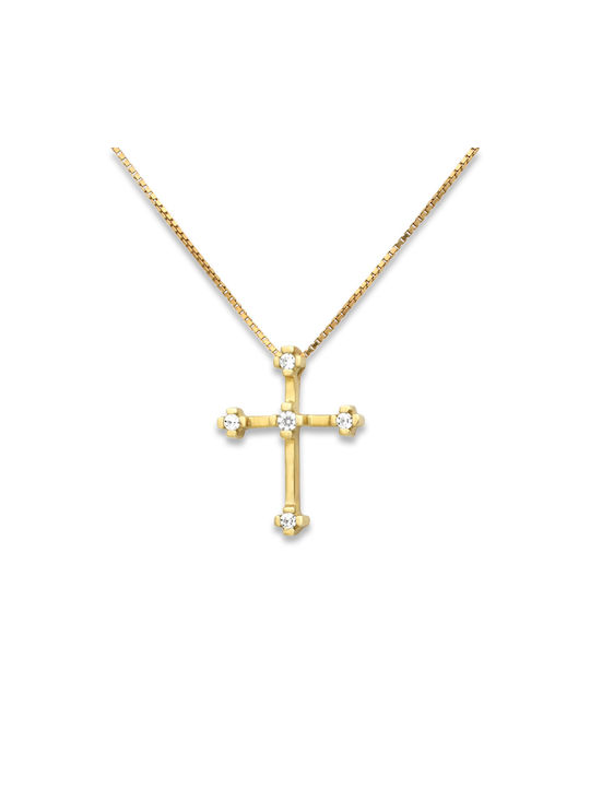 Damen Gold Kreuz 14K mit Kette