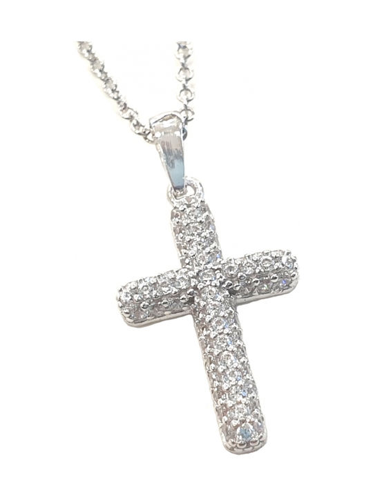 Weißgold Kreuz 14K mit Kette