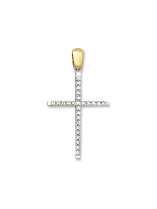 Damen Gold Kreuz 14K Beidseitig