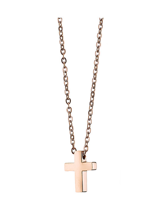 Cross from Rose Gold Plated Steel with Chain