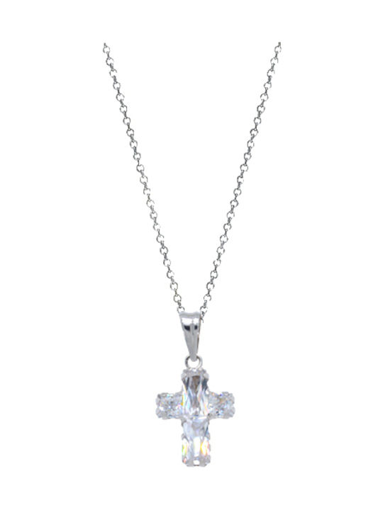 Weißgold Kreuz 14K mit Kette