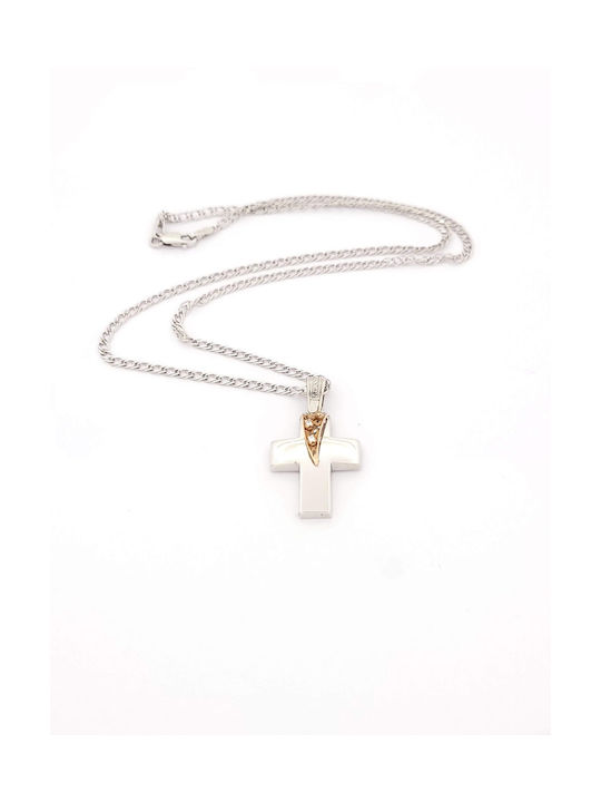 Kirkikosmima Women's White Gold Cross 14K with Chain