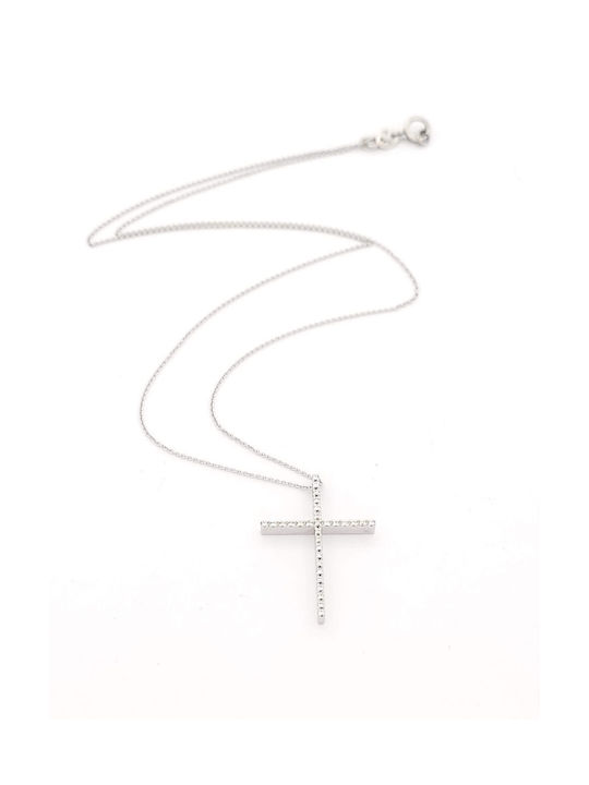 Kirkikosmima Women's White Gold Cross 18K with Chain