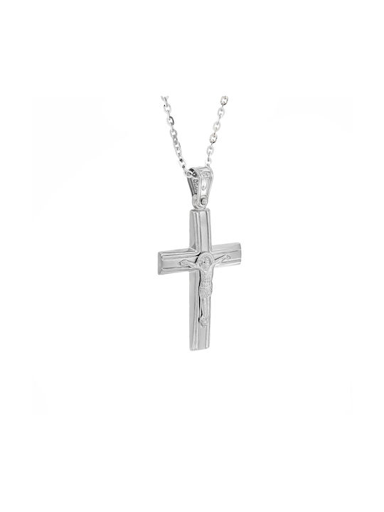 Men's White Gold Cross 14K with the Crucified