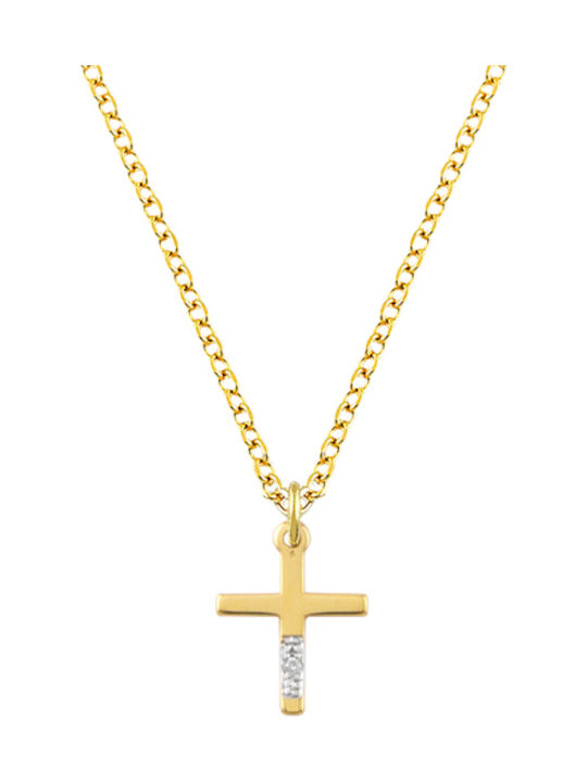 Damen Gold Kreuz 14K mit Kette