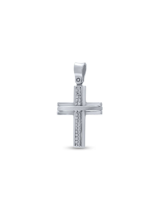 Men's White Gold Cross 14K