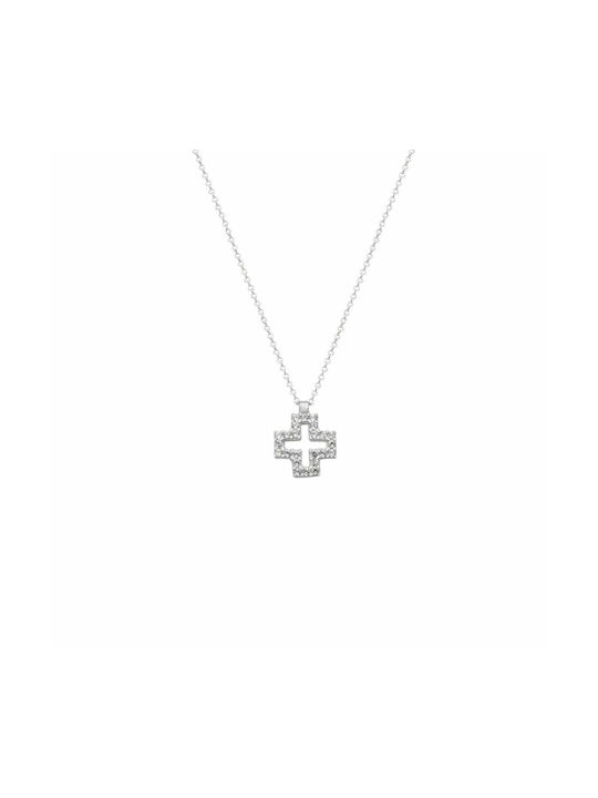 White Gold Cross 9K with Chain