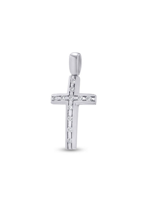 Women's White Gold Cross 18K