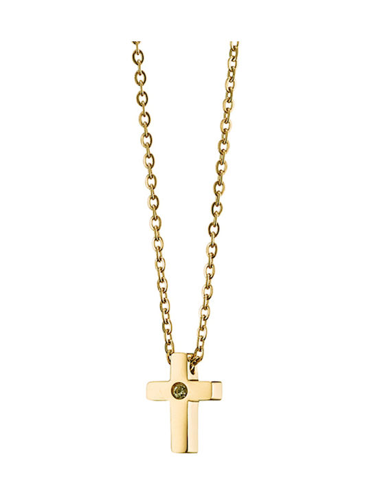 Women's Cross from Gold Plated Steel with Chain