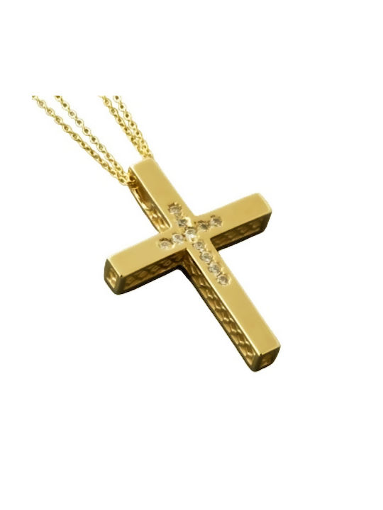 Damen Gold Kreuz 14K mit Kette